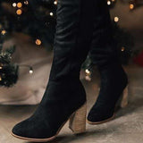 GREATBFB over the Knee Boots Women's Autumn and Winter 2020 New Chunky Heel High Heel Small Slimming Suede Boots Women's Side Zipper Long Autumn and Winter