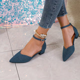 Elegant Spring-Ready Low Heel Flats – Lightweight, Pointed Toe with Secure Ankle Strap, Versatile Solid Color