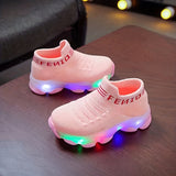 Comfy LED Sneaker Shoes for Girls and Boys - Breathable, Lightweight, Knit Upper, Outdoor Sock Shoes for Spring and Summer with LED Accents - Perfect for Casual Wear