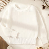 Soft & Cozy Babys Solid Knitted Sweater Pullover - Classic Round Neck Design for Boys & Girls - Perfect for Spring & Autumn/Fall Wardrobe