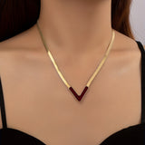 18K Gold Plated Personality V-Shaped Pendant Necklace Simple Style Jewelry Gift Women's Accessories