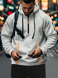 Men's Quarter-zip Hoodie With Pocket Design, 4-color Men's Spring And Autumn Fashion Pullover