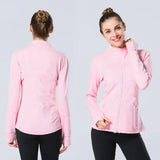 Lululemen Womens Jacket Women's Slim Yoga Jacket Fitness Autumn Solid Breathable Workout Gym Coat Running Sport Sweatshirts Zipper Nylon Tight Tops