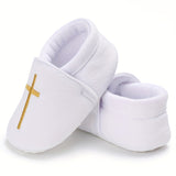 Baby Boys Baptism Cross No Tie Sip On Sneakers, Toddlers Crib Walking Shoes With Assorted Colors