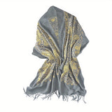 Luxurious Embroidered Tassel Shawl Scarf - Soft, Oversized & Coldproof, Perfect for Winter Fashion - Womens Wrap Cape