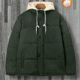 Plus Size Men's Casual Fleece Hooded Jacket, Stylish Jacket For Autumn And Winter Wear