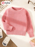 Soft & Cozy Babys Solid Knitted Sweater Pullover - Classic Round Neck Design for Boys & Girls - Perfect for Spring & Autumn/Fall Wardrobe