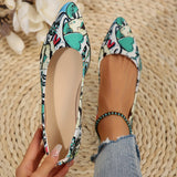 Stylish Cartoon Print Pointed Toe Slip-On Shoes - Ultra Lightweight, Super Comfortable, Breathable Superfine Fiber Upper - Perfect for Spring, Casual Occasions