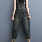 Women's Casual Denim Overalls, Spring Collection, Relax Fit Dungarees With Adjustable Straps, Versatile Streetwear