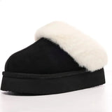 Comwarm Fluffy Fuzzy Women Slippers Plush Warm Bedroom Slides Memory Foam Comfort Women Slides Thick Bottom Home Cotton Shoes 240830