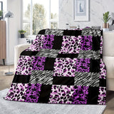 1pc Plush Leopard Print Blanket - Ultra-Soft, Stylish, and Cozy for Couch, Bed, and Travel - Ideal Gift for Mom, Wife, and Friends with Zebra and Purple Checkerboard Design