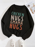 Boys CHICKEN NUGS&MAMA HUGS Graphic Sweatshirt - Soft Fleece, Thick & Cozy, Perfect for Spring, Fall, and Winter - Fun Alphabet Print Top