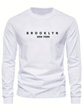 LHeurystic Men's Athletic Long Sleeve Tee - Breathable, Stretchy Polyester Blend with Letter Print for Outdoor & Casual Wear