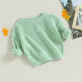 Adorable Baby Girl Flower Long Sleeve Crew Neck Winter Warm Knit Pullover Sweater - Soft, Breathable, and Cozy Infant Clothes for Cold Weather - Perfect for Everyday Wear and Special Occasions