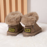 Casual Comfortable Plus Fleece Boots For Baby Boys, Non-slip Warm Furry Walking Shoes For Autumn And Winter