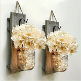 Rustic Farmhouse Mason Jar Sconces - Set of 2, Battery-Powered Wall Decor for Living Room, Bedroom, Kitchen | Perfect for Halloween, Christmas, Easter, Mother's & Father's Day