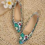 Stylish Cartoon Print Pointed Toe Slip-On Shoes - Ultra Lightweight, Super Comfortable, Breathable Superfine Fiber Upper - Perfect for Spring, Casual Occasions