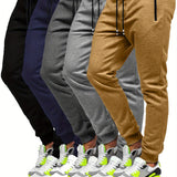 5pcs Men Jogger Sweatpants with Zipped Pockets Stretch Fabric Active Pants for Gym Running Workout Athletic Bottom Sweatpants