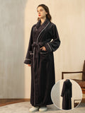 Plush Fuzzy Night Robe - Cozy Long Sleeves, Convenient Pocket, Flattering V Neck Design, Adjustable Belt - Designed Specifically for Womens Sleepwear Needs