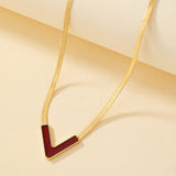 18K Gold Plated Personality V-Shaped Pendant Necklace Simple Style Jewelry Gift Women's Accessories