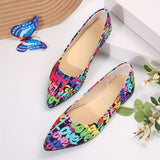 Stylish Cartoon Print Pointed Toe Slip-On Shoes - Ultra Lightweight, Super Comfortable, Breathable Superfine Fiber Upper - Perfect for Spring, Casual Occasions