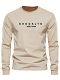 LHeurystic Men's Athletic Long Sleeve Tee - Breathable, Stretchy Polyester Blend with Letter Print for Outdoor & Casual Wear