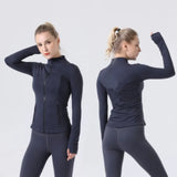 Lululemen Womens Jacket Women's Slim Yoga Jacket Fitness Autumn Solid Breathable Workout Gym Coat Running Sport Sweatshirts Zipper Nylon Tight Tops