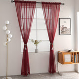 2pcs Solid Color Sheer Curtains, Light Filtering Privacy Voile Drapes, Sheer Window Curtains For Bedroom Living Room, Home Decoration, Room Decoration