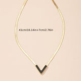 18K Gold Plated Personality V-Shaped Pendant Necklace Simple Style Jewelry Gift Women's Accessories