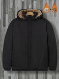 Men's Plus Size Hooded Winter Jacket - Stylish Outerwear With Zip Front And Soft Fleece Lining