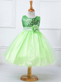 Toddler Girls Sleeveless Floral Dresses Solid Color Sequins Tutu Dress Princess Pageant Wedding Birthday Party Puffy Tulle Gown