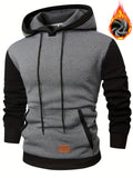 Stylish Patchwork Hooded Sweatshirt - Fashion Hoodies with Contrast Color, Kangaroo Pocket, and Long Sleeve for Casual Daily Outerwear