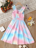 Girls Irresistible Sweet Gradient Tie Dye Graphic Sleeveless Dress - Perfect for Summer Parties & Fun in the Sun