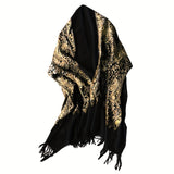 Luxurious Embroidered Tassel Shawl Scarf - Soft, Oversized & Coldproof, Perfect for Winter Fashion - Womens Wrap Cape