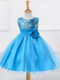 Toddler Girls Sleeveless Floral Dresses Solid Color Sequins Tutu Dress Princess Pageant Wedding Birthday Party Puffy Tulle Gown