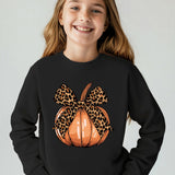 Cozy & Cute Girls' Pumpkin Print Sweatshirt - Soft Polyester, Round Neck Long Sleeve Pullover For Fall/Winter Sweatshirt For Women Sweaters For Women Cardigan