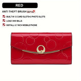 Classic Minimalist Solid Color Long Clutch Wallet, Elegant Textured Flap Coin Purse, Trendy Credit Card Holder For Women