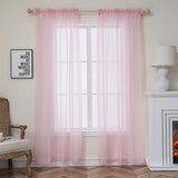 2pcs Solid Color Sheer Curtains, Light Filtering Privacy Voile Drapes, Sheer Window Curtains For Bedroom Living Room, Home Decoration, Room Decoration