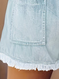 greatnfb Raw Hem Drawstring Elastic Waist Denim Shorts, Casual Slash Pocket Denim Shorts, Women's Denim Jeans & Clothing