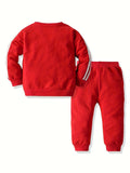 Buy 1 Get 1 Free, 2pcs Boys Fashionable Striped Warm Outfit Set - Cozy Long Sleeve Sweatshirt & Sweatpants for Spring, Fall, Winter - Comfortable & Durable