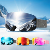 [Double Pack] Adult Cool Ski Goggles Anti-fog and Wind OTG Extra Large Double Layer PC Lens Skiing and Ice Skating VLT10%