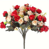 4pcs/12 Heads Rose Artificial Flowers Fake Two Color Flowers With Stems Faux Roses Flower Bouquets For Home Wedding Party Decoration