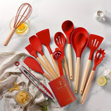 14pcs/set, Silicone Utensil Set, Kitchen Utensil Set, Safety Cooking Utensils Set, Non-Stick Cooking Utensils Set With Handle, Washable Modern Cookware, Kitchen Stuff, Kitchen Gadgets, Kitchen Essentials