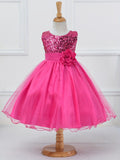 Toddler Girls Sleeveless Floral Dresses Solid Color Sequins Tutu Dress Princess Pageant Wedding Birthday Party Puffy Tulle Gown