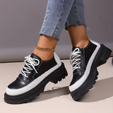 Vibrant Women's Colorblock Platform Sneakers - Round Toe, Lace Up, Low Top, Versatile, Comfortable, Breathable, Fashionable Loafers for Casual Daily Wear