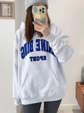 Letter Embrodiery Sweatshirts for Women  Spring Autumn Vintage Loose Hooded Sweatshirt Female Fashion Pullovers Hoodies