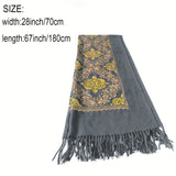 Luxurious Embroidered Tassel Shawl Scarf - Soft, Oversized & Coldproof, Perfect for Winter Fashion - Womens Wrap Cape