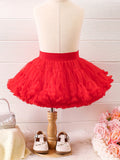 Soft & Stretchy Puffy Tutu Skirt for Little Girls - Ultra-Comfortable and Fluffy Design - Perfect for Holiday Celebrations, Christmas and New Year Parties