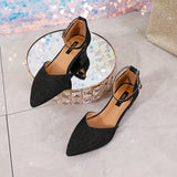 Elegant Spring-Ready Low Heel Flats – Lightweight, Pointed Toe with Secure Ankle Strap, Versatile Solid Color