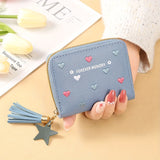 Women's Elegant Short Wallet, Foldable Flap Mini Coin Purse, Multifunctional Folding PU Leather Coin Pocket With Tassel Accent